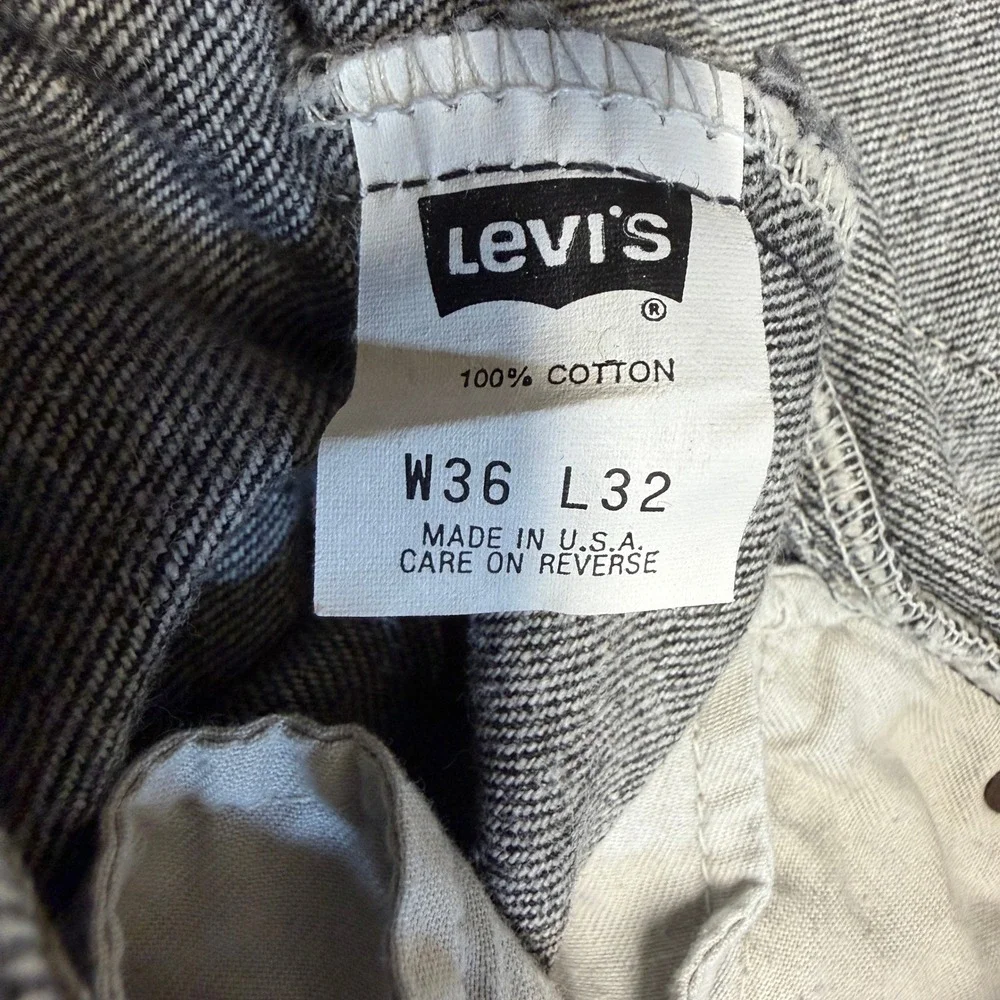 Vintage Levis 550 Relaxed Fit Tapered Leg Grey Acid Wash Jeans USA Made 36x32